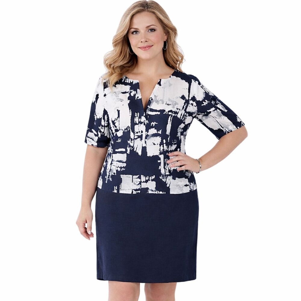 DKNY Cocktail Dress Size Large Black Gray White NWT ^